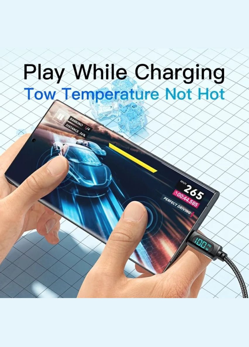 Кабель Enjoy LED Digital Display USB Charging Cable USB A to Type C 100W 1m black (EXCT-XY01-P) Essager (300683428)