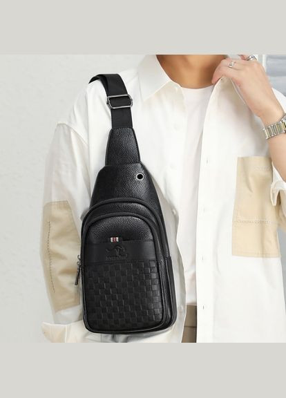 Мужская сумка бананка на грудь Кенгуру черная Eton (312503333)