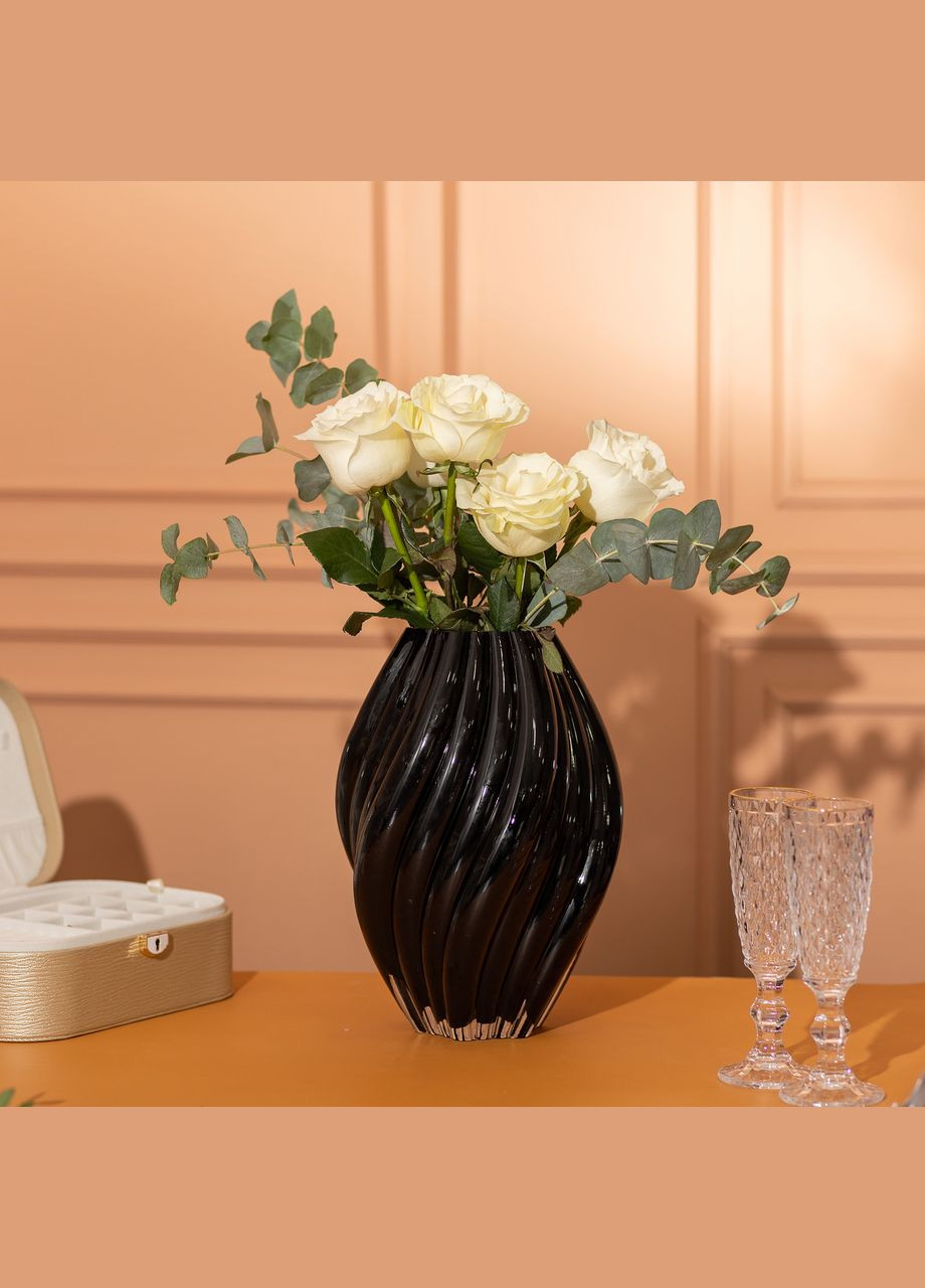 Декоративная стеклянная ваза для цветов 30 см. фигурная ваза 5 л. Flower Season (353502006)