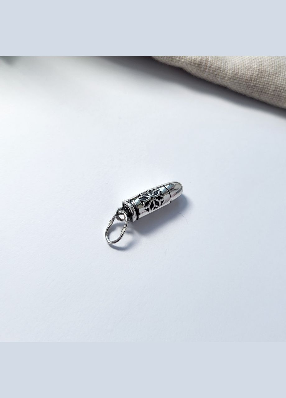 Срібна підвіска кулон без каменів Патрон з Вишиванкою срібло 925 проби Чорнене 89097 2.45г No Brand (306741843)