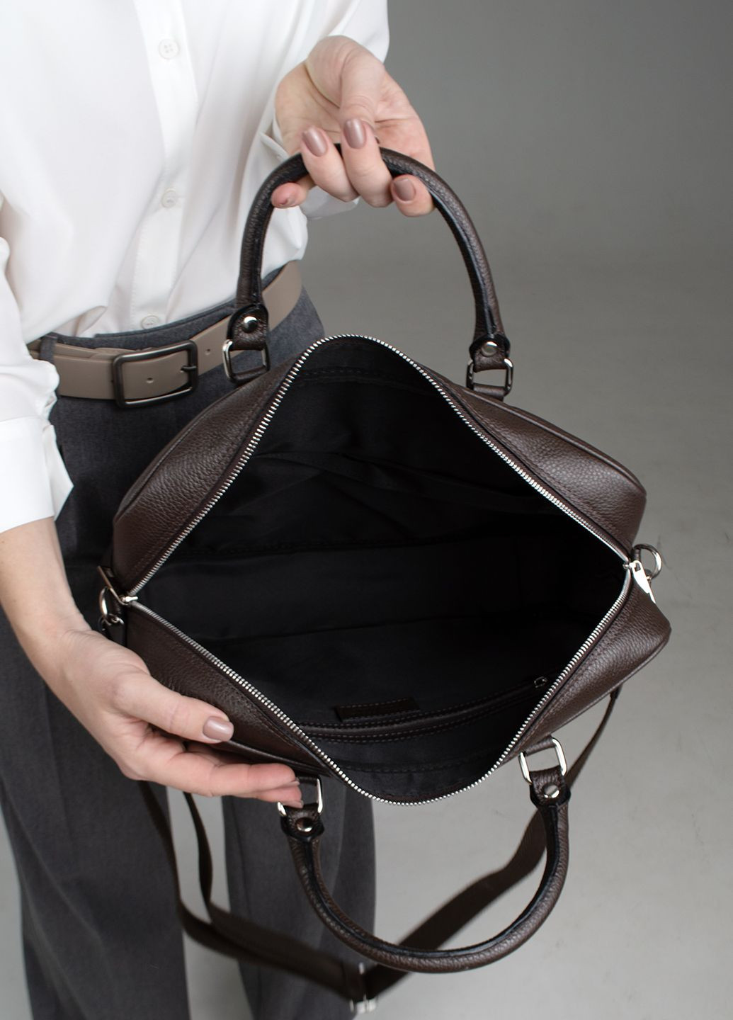 Сумка-портфель для ноутбука та документів А4 шкіряна M01287_f коричнева Virginia Conti (303056566)