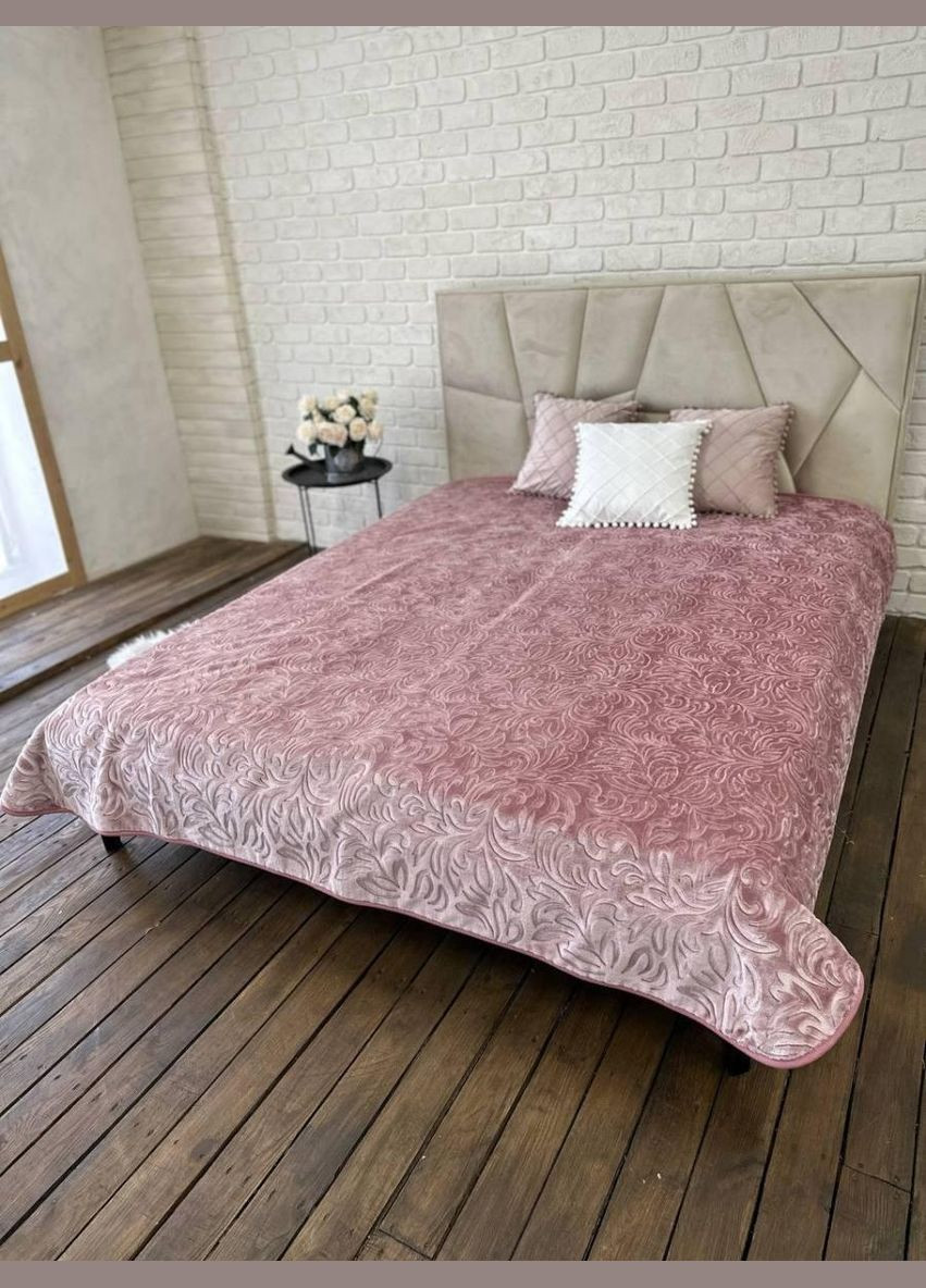 Покривало плюш 210х230 см на ліжко євро Рожевий (П4К-plush-pled-005) No Brand (306633863)
