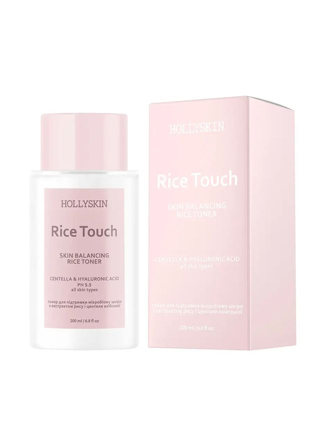 Тонер для підтримки мікробіому шкіри з екстрактом центели азійської і рисом Rice Touch 200мл Hollyskin (292323315)