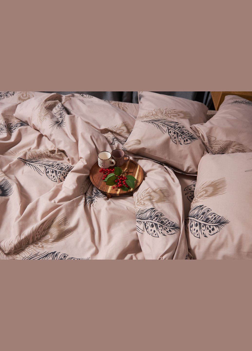 Комплект постельного белья Бязь Gold Люкс семейный 143х210х2 наволочки 2х50х70 (MS-820003211) Moon&Star Feathers (288536124)