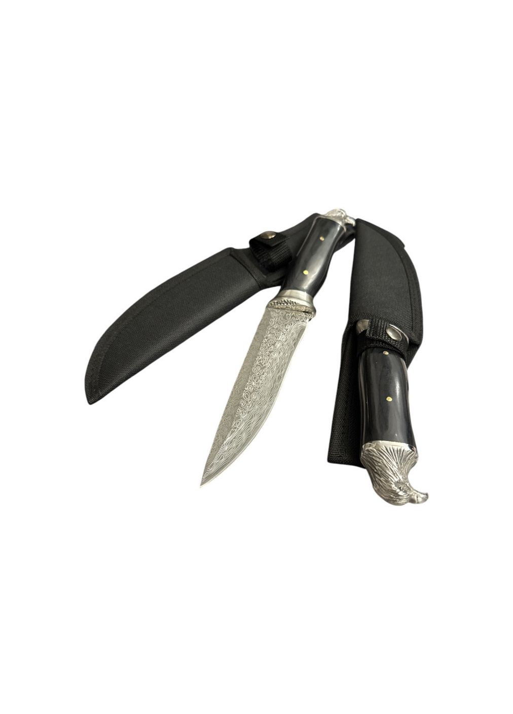 Ніж мисливський туристичний подарунковий Орел дерев'яна ручка дамаська сталь у чохлі Columbia (346597098)