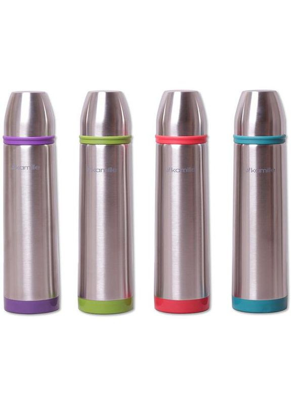 Термос 1000мл із нержавіючої сталі спортивний термос для води та чаю з пластиковими накладками Kamille (368988398)