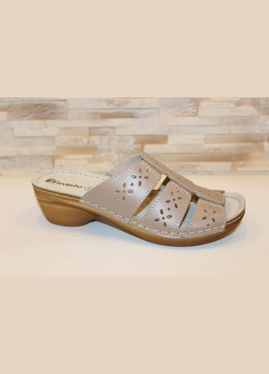 Шльопанці жіночі бежеві натуральна шкіра Inblu Шльопанці літні жіночі (333711600)
