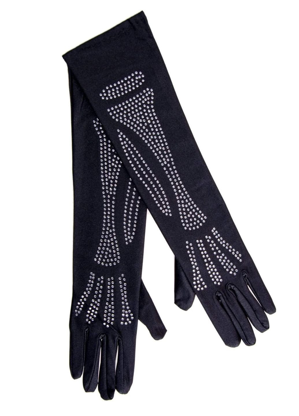 Чорний демісезонний рукавички зі стразами skeleton bone elbow length gloves від rhinestone, чорні o\s Leg Avenue