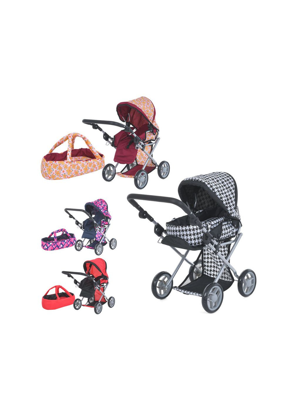 Коляска для ляльки металева, демісезонна, з кошиком, 3 види 9346 Melogo (301990434)