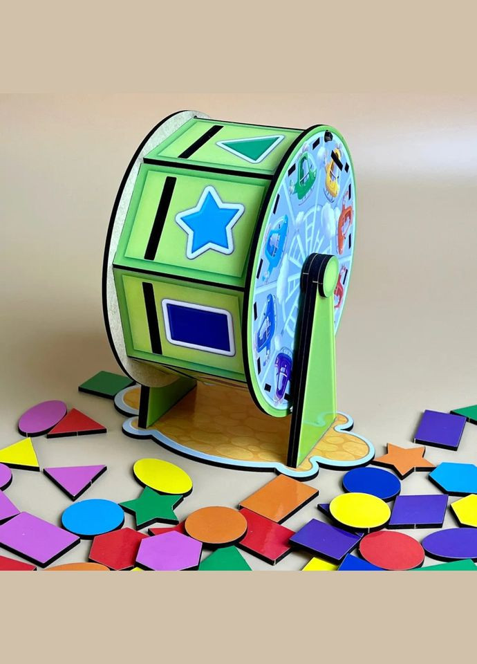 Деревянный сортер "Барабан" (ПСФ135) PSF135 геометрические фигуры Ubumblebees (302384527)