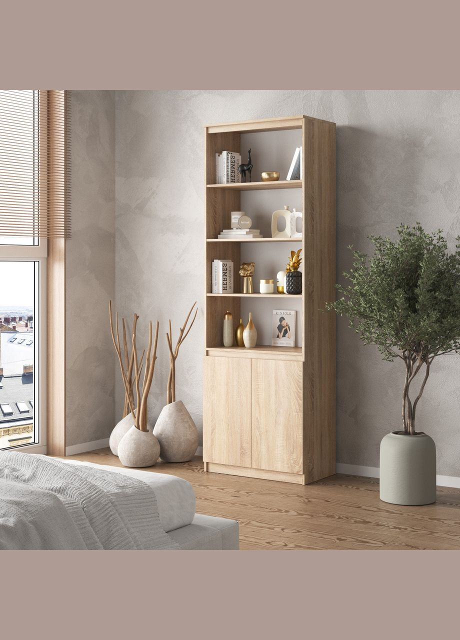 Стелаж полиця для книг, шафа на 2 двері з фасадами без ручок R-29 VAYS (372656026)