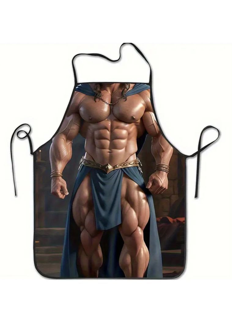 Фартух чоловічий прикольний Накачаний чоловік з м’язами 74 на 54 см різнобарвний Jannet Фартух (361893444)