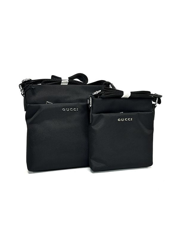 Чорна чоловіча текстильна маленька сумка через плече на довгому ремінці No Brand (292404342)