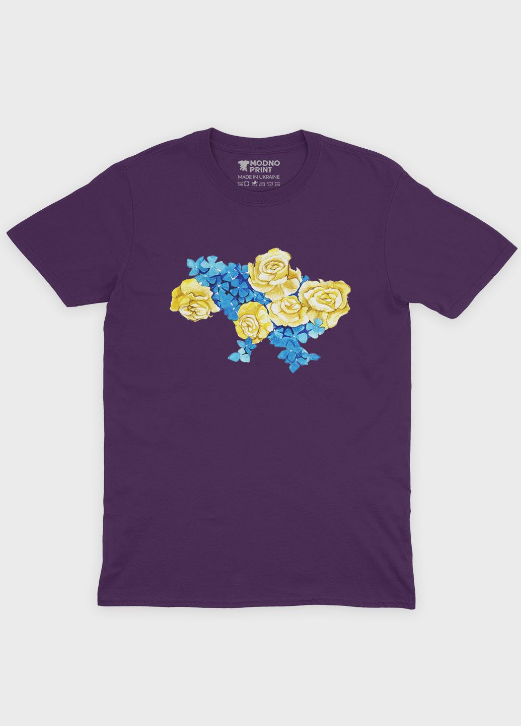 Фиолетовая мужская футболка с патриотическим принтом карта украины (ts001-1-dby-005-1-009) Modno