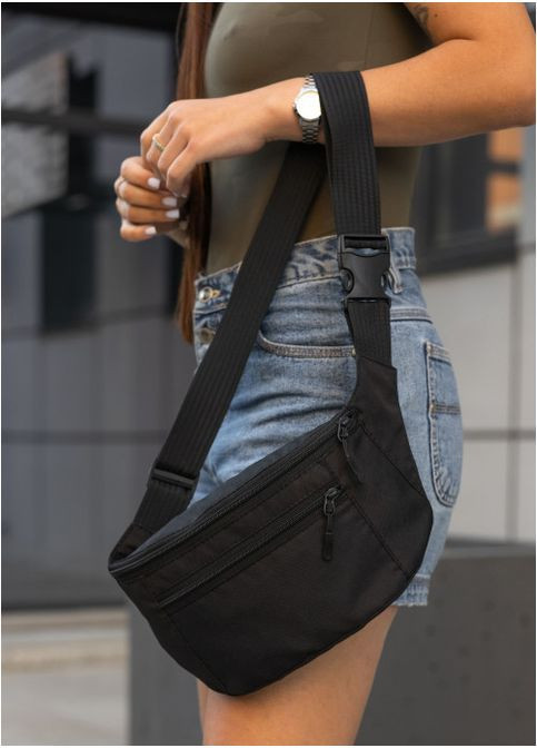 Жіноча тканинна поясна сумка бананка Чорна (2908038617) Sambag (366036760)