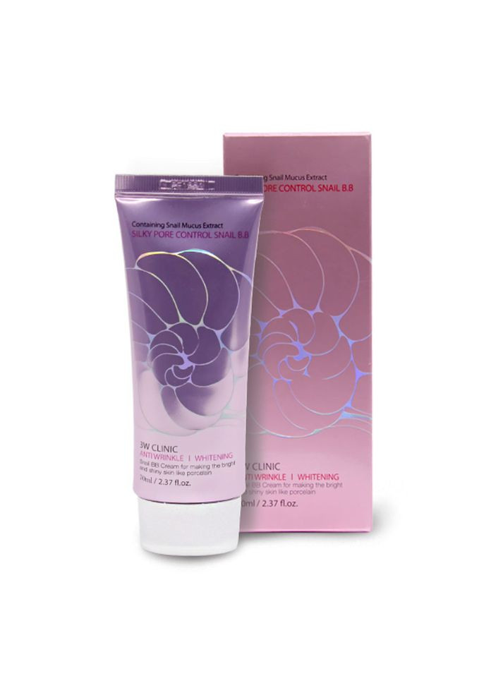 ВВ крем с муцином улитка Silky Pore Control Snail BB Cream 70 мл (8809331311319) 3W Clinic (349755098)