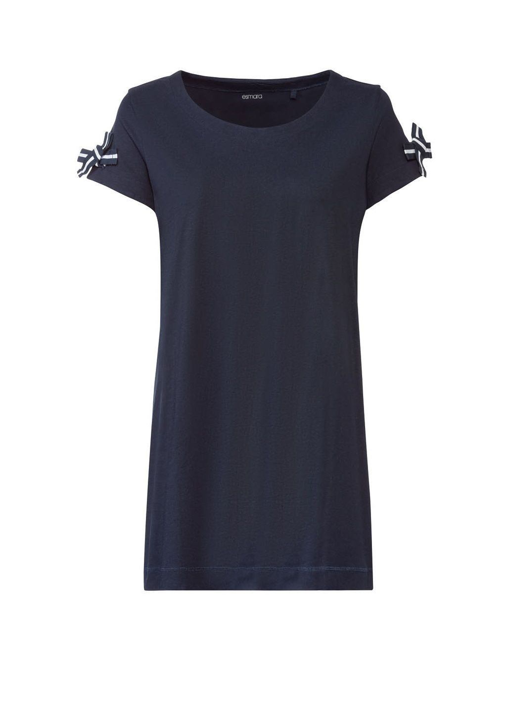 Темно-синяя летняя футболка удлиненная с коротким рукавом Esmara