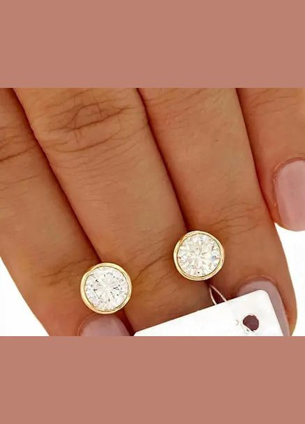 Позолочені Сережки-гвоздики д.8мм, Позолота No Brand (345742056)