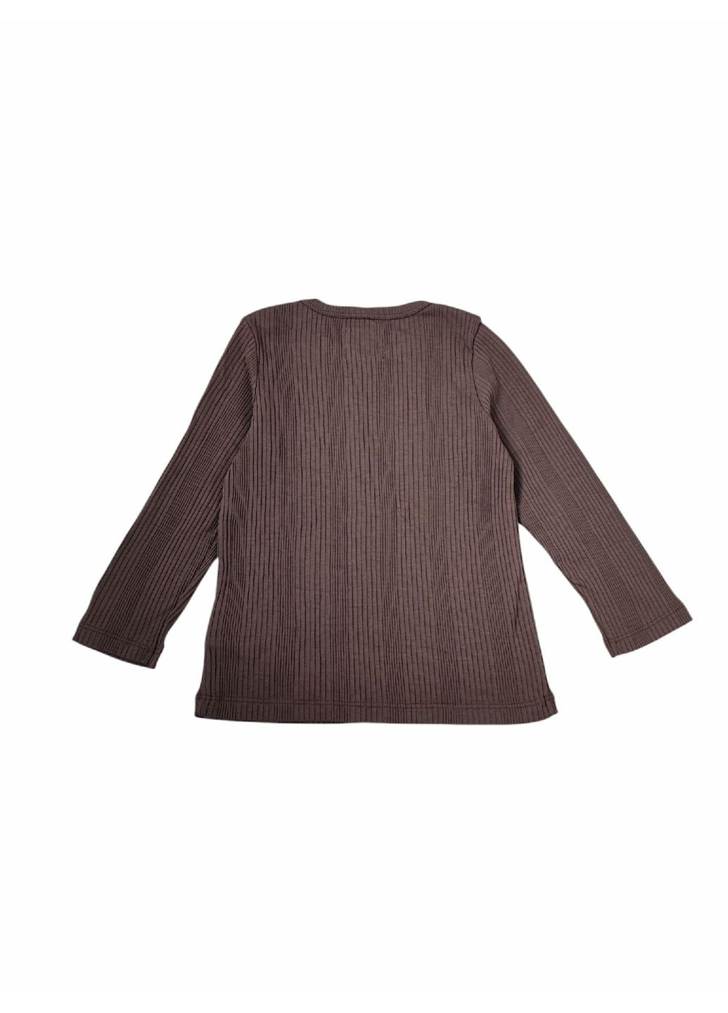 Коричневый демисезонный повседневный лонгслив Green Cotton однотонный