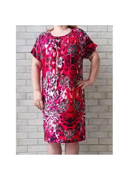Малинова жіноча літня сукня батал з коротким рукавом No Brand