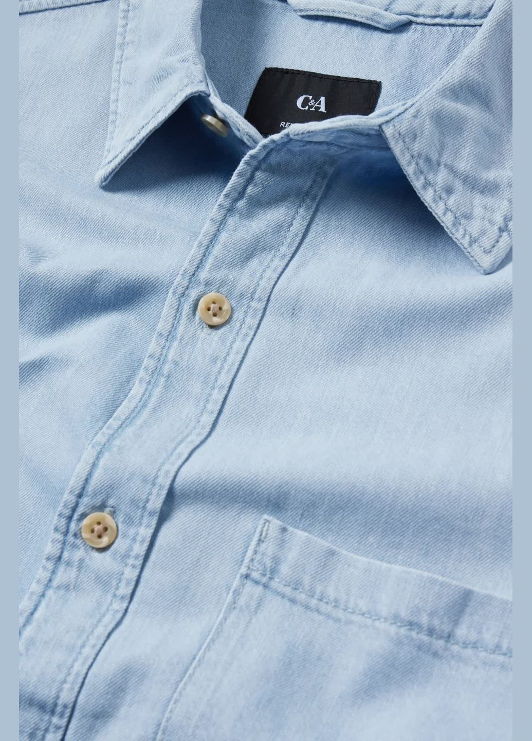 Голубой кэжуал рубашка однотонная C&A
