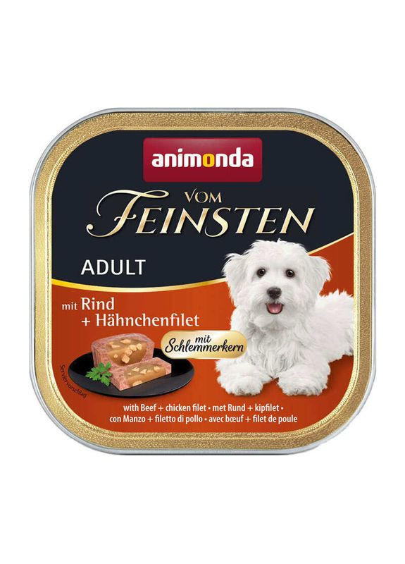 Влажный корм для собак Vom Feinsten Adult Beef+chicken filet 150г, с говядиной и курицей Animonda (292260101)