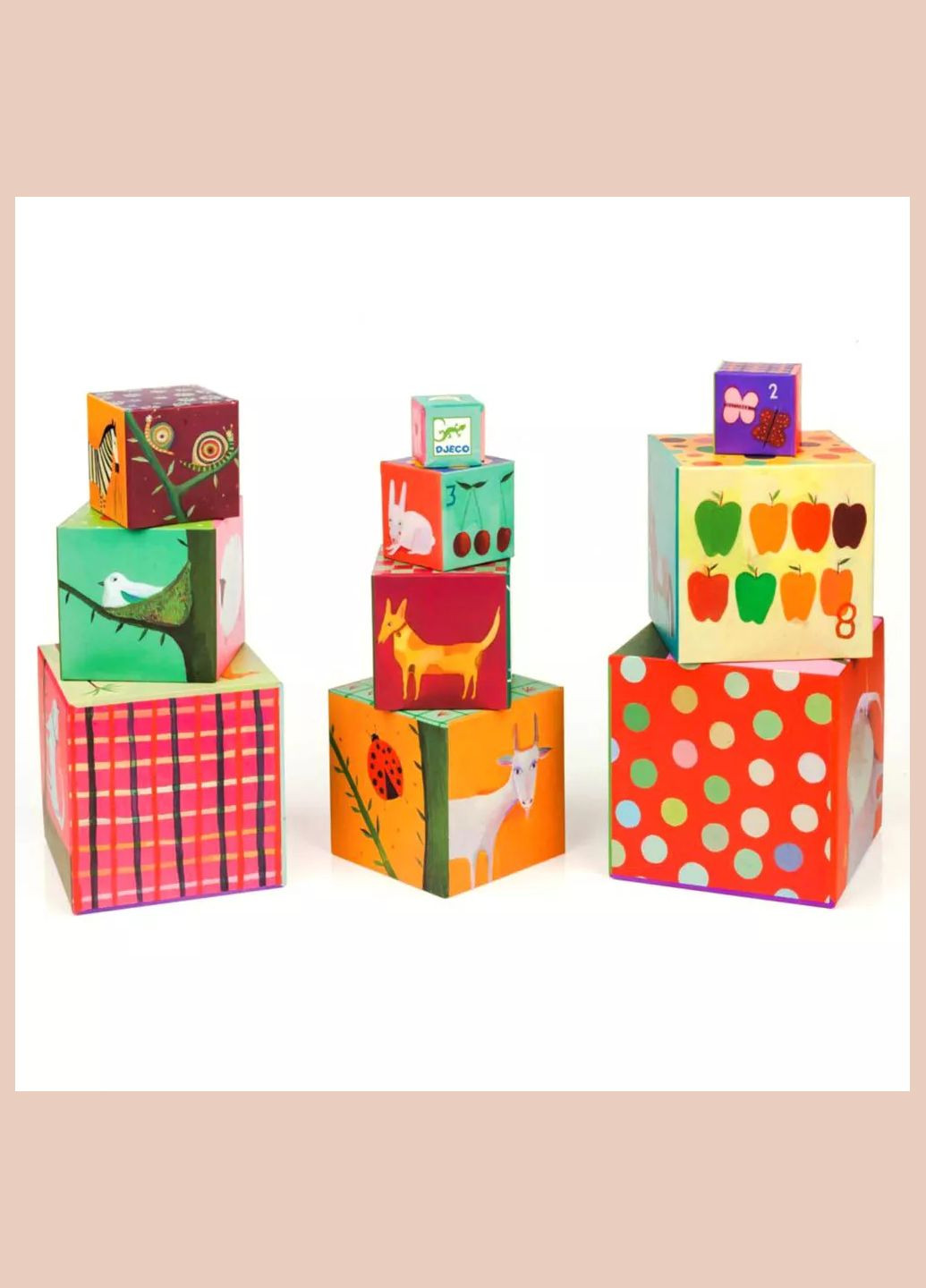 Набір кубиків з картону арт.DJ08505 Пірамидка Забавні кубики Мої друзі Djeco (333253066)