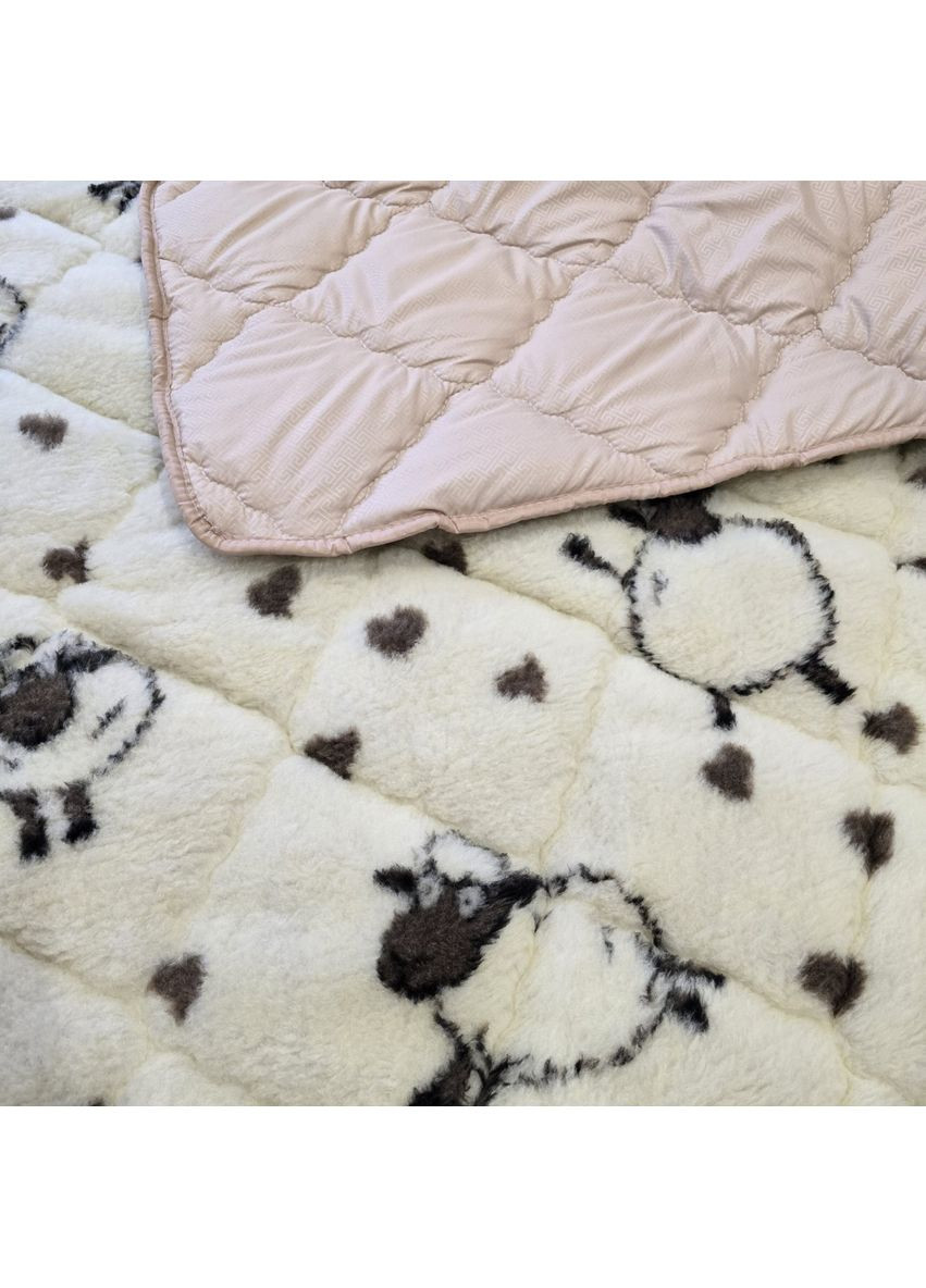 Одеяло двуспальное двустороннее открытое из овчины 21550 180х210 см бежевое Leri Max (365718999)