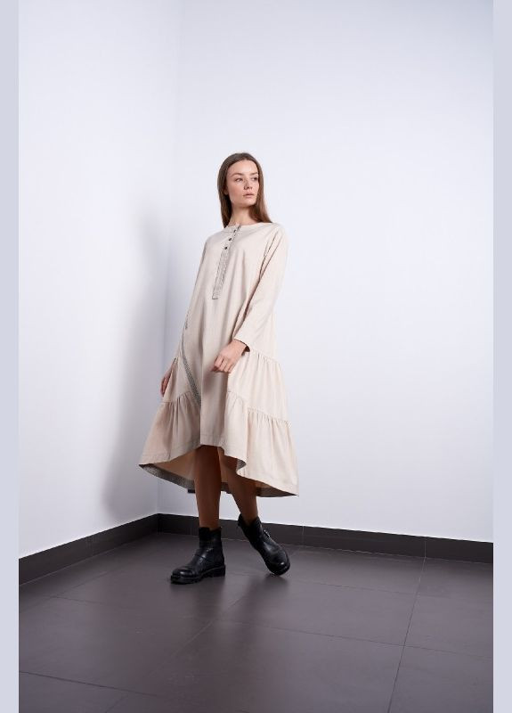 Білий кежуал плаття жіноче асиметричне дизайнерське міді біле "галіна" mkpr140623-1 Modna KAZKA