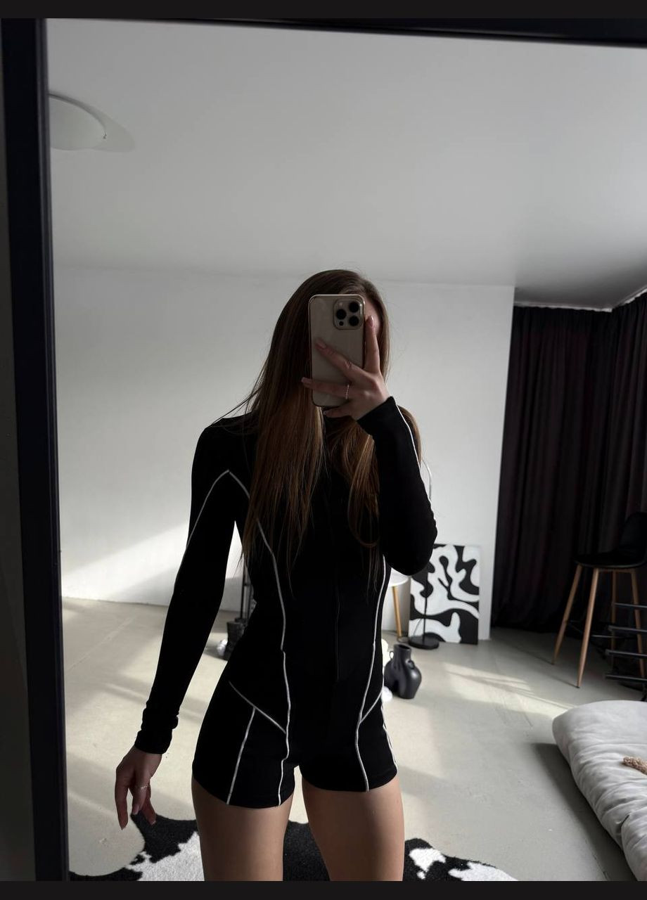 Комбінезон жіночий Гермес комбінезон-шорти однотонний чорний повсякденний