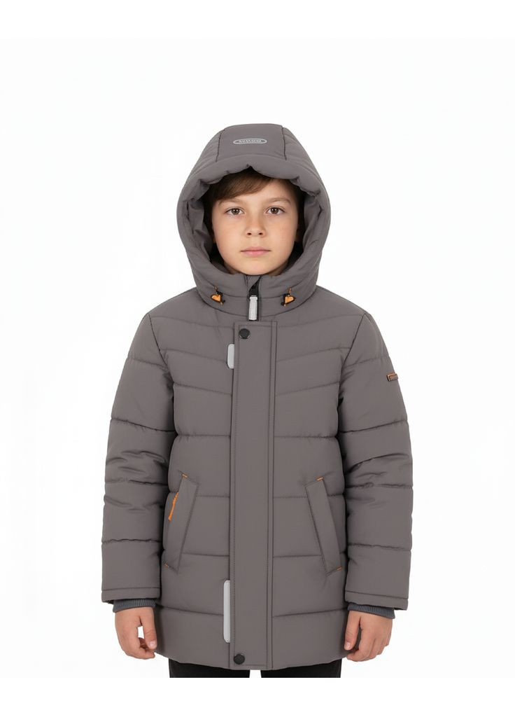 Графітова зимня куртка зимова довга для хлопчика графітова 140 Nestta