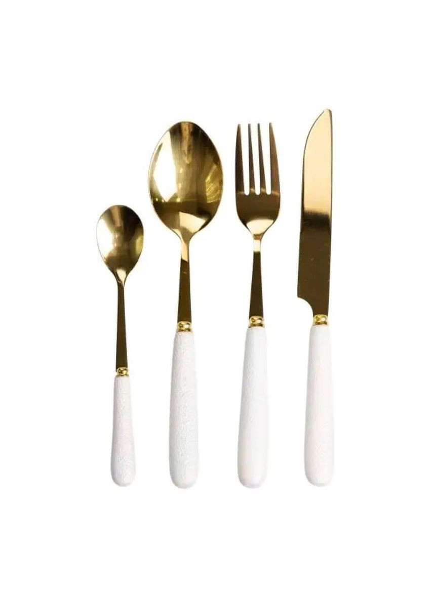 Набір столових приборів на підставці 24 предмети столовий набір на 6 персон Білий HP-20-49 Yiwu (351431545)