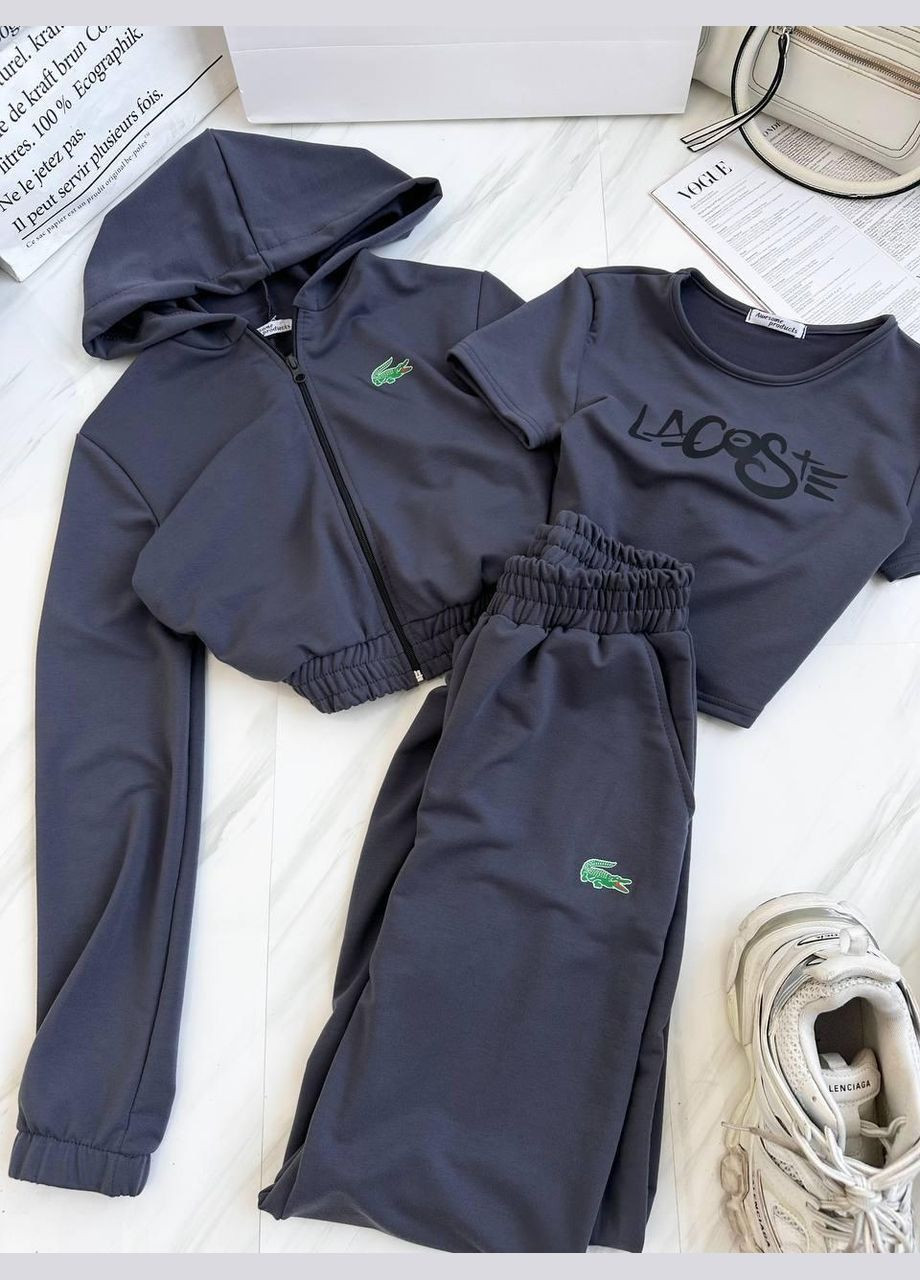 Костюм женский тройка из двунитки 42-46 черный No Brand (351903678)