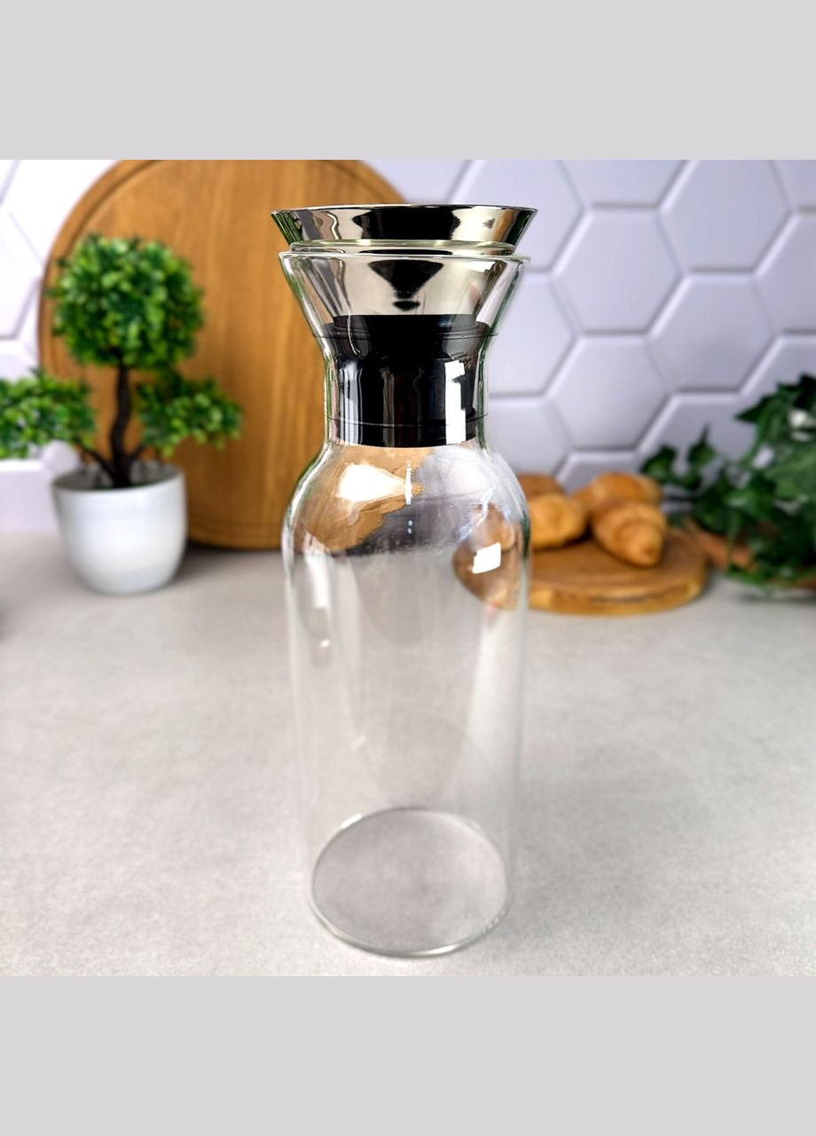 Декантер для сока и вина 1 л стеклянный с крышкой No Brand (318678697)