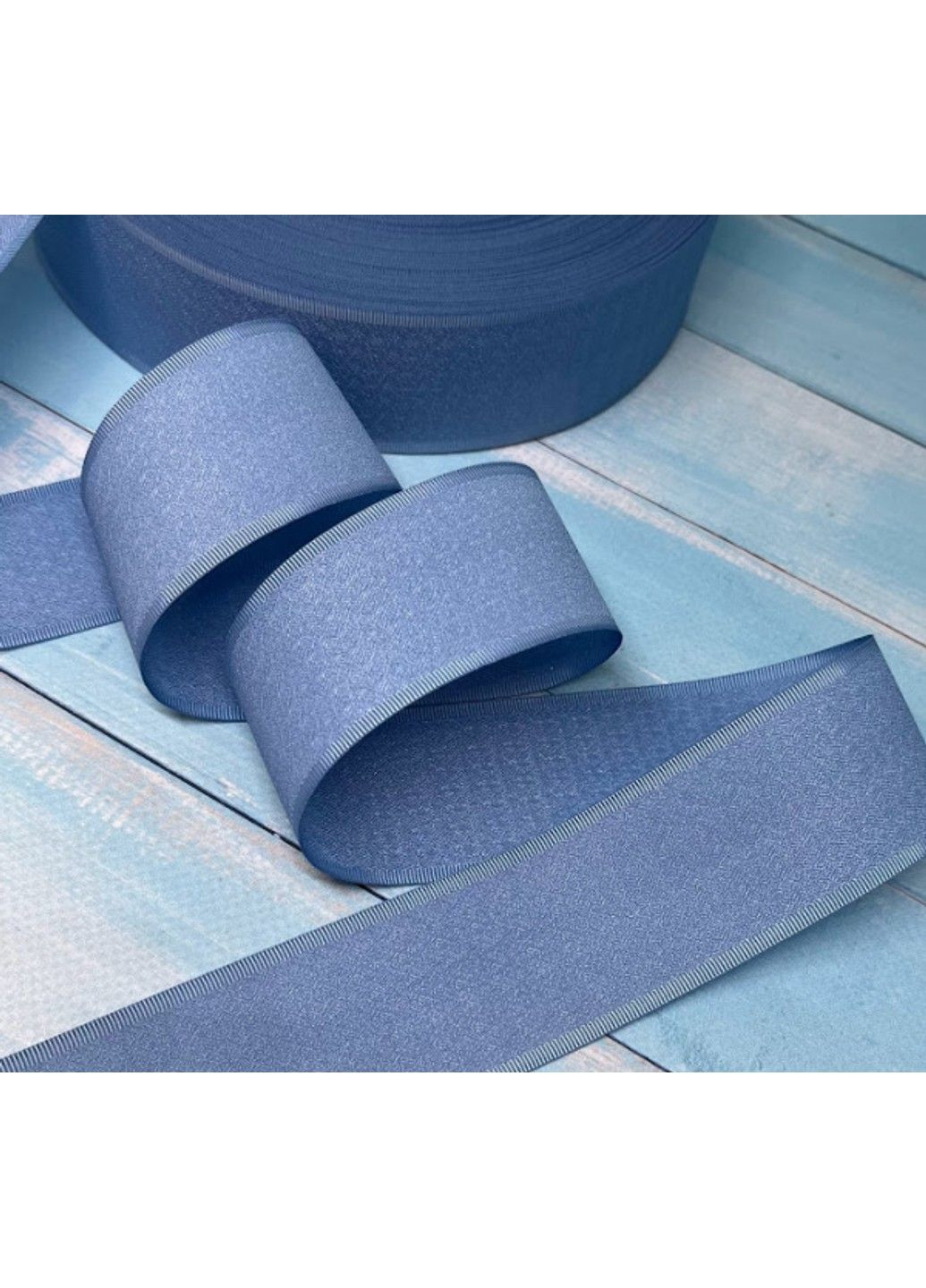 Лента декоративная "Рубчик" 38 мм, цвет-темно-голубой, 1 метр No Brand (311224425)