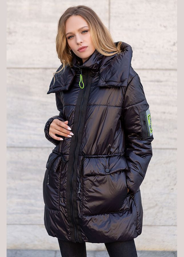 Чорна демісезонна куртка подовжена жіноча "тіна" оверсайз MioRichi
