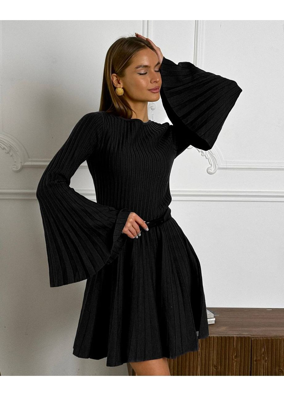 Черное повседневный, вечернее, кэжуал женское платье клеш FINO Mode однотонное