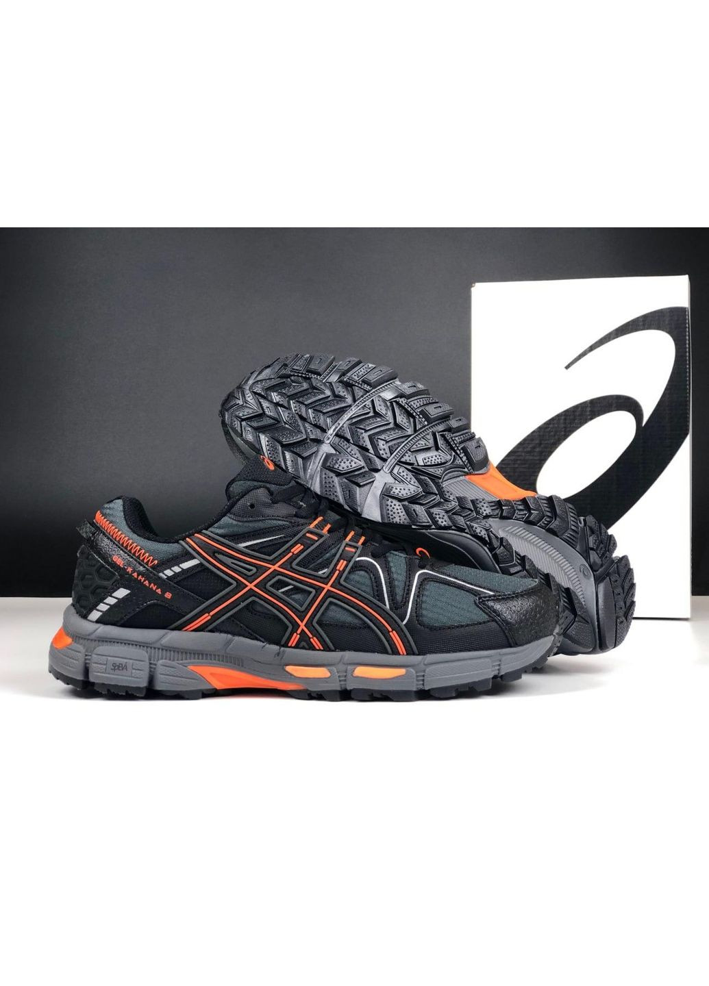 Черные зимние черные с оранжевым термо мужские кроссовки осень/зима No Brand