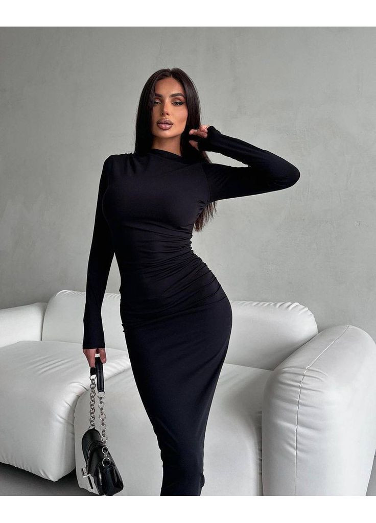 Чорна святковий, вечірня, кежуал жіноча сукня силуетна силуетна Style Point однотонна