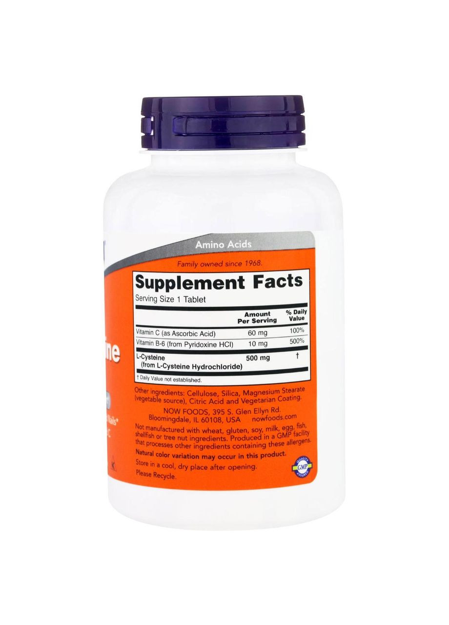 L-Цистеин, 500 мг, 100 таблеток Now Foods (366734622)