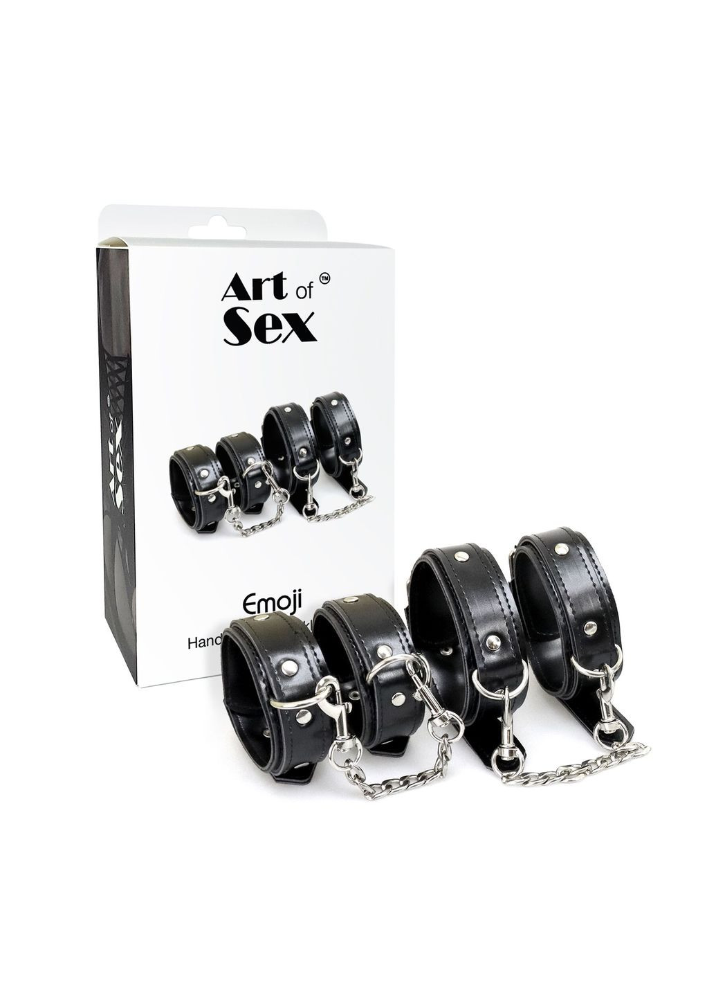 BDSM набор наручники и поножи – Emoji, Эко кожа, цвет Черный Art of Sex (297587563)