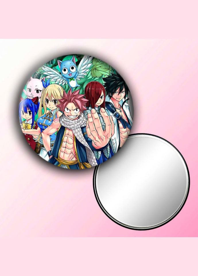 Зеркальце косметическое карманное Аниме Сказка о хвосте феи #0005 с рисунком круглый 56 мм No Brand (309157128)