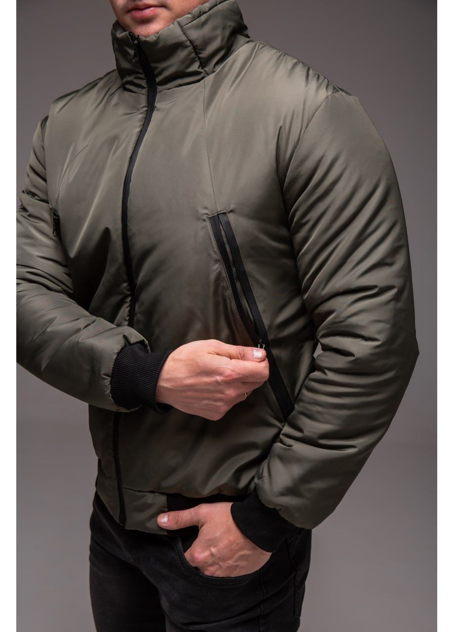 Оливковая (хаки) демисезонная утепленная мужская куртка бомбер Vakko