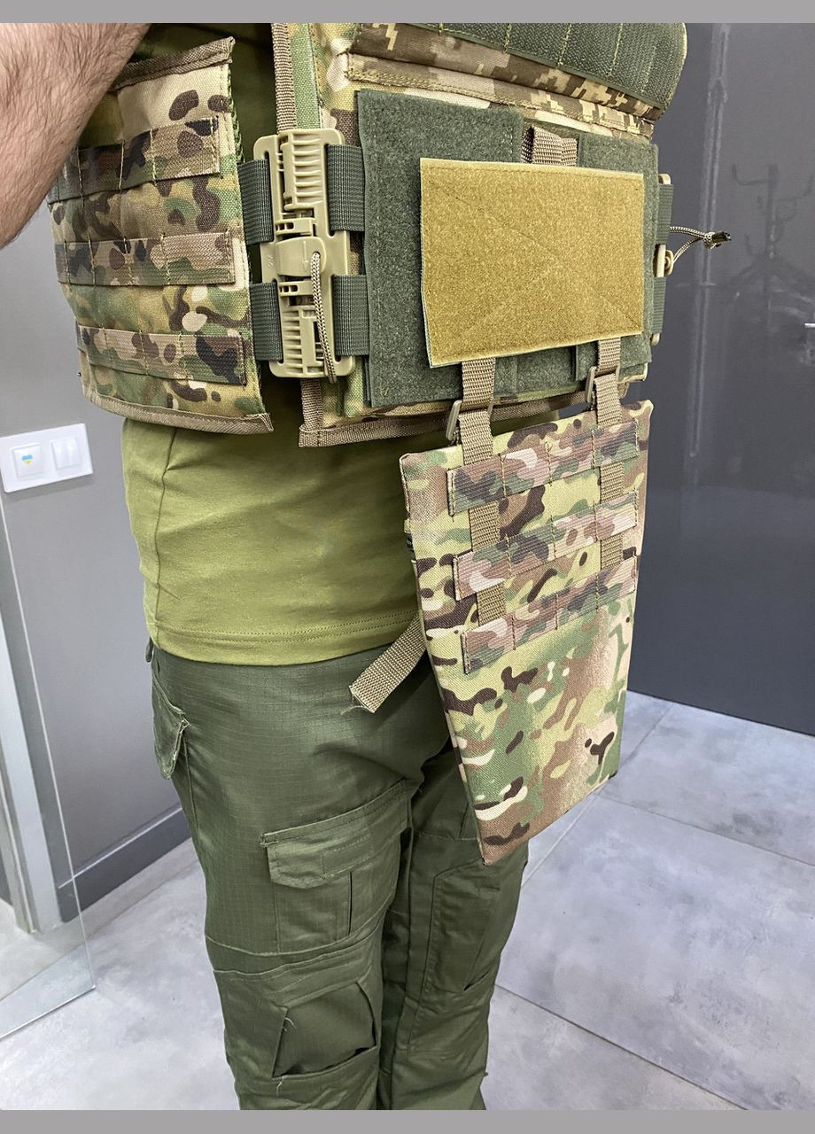 Итог с баллистическим пакетом 1 класса, фартук напашник для плитоноски, размер, Мультикам, Cordura 1000D Добронь (362601246)