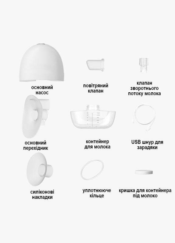 ПОДАРУНОК на вибір + Молоковідсмоктувач електричний акумуляторний Ultra Slim Hands Free білий No Brand (300572957)