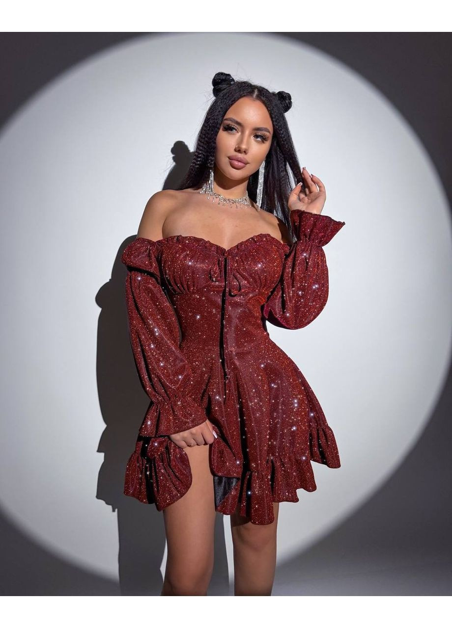 Бордовое платье из люрекса, цвет бордовый Fashion