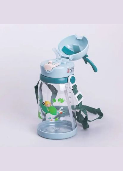 Пляшка для води дитяча 550 мл на ремінці пляшечка з трубочкою для спорту та школи HP-14-44TU Yiwu (327368956)