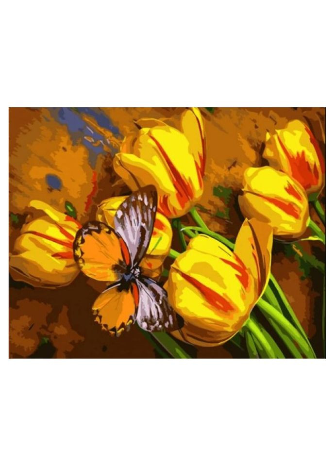 Картина за номерами Жовті тюльпани з метеликом, (40х50 см) Strateg (293422238)