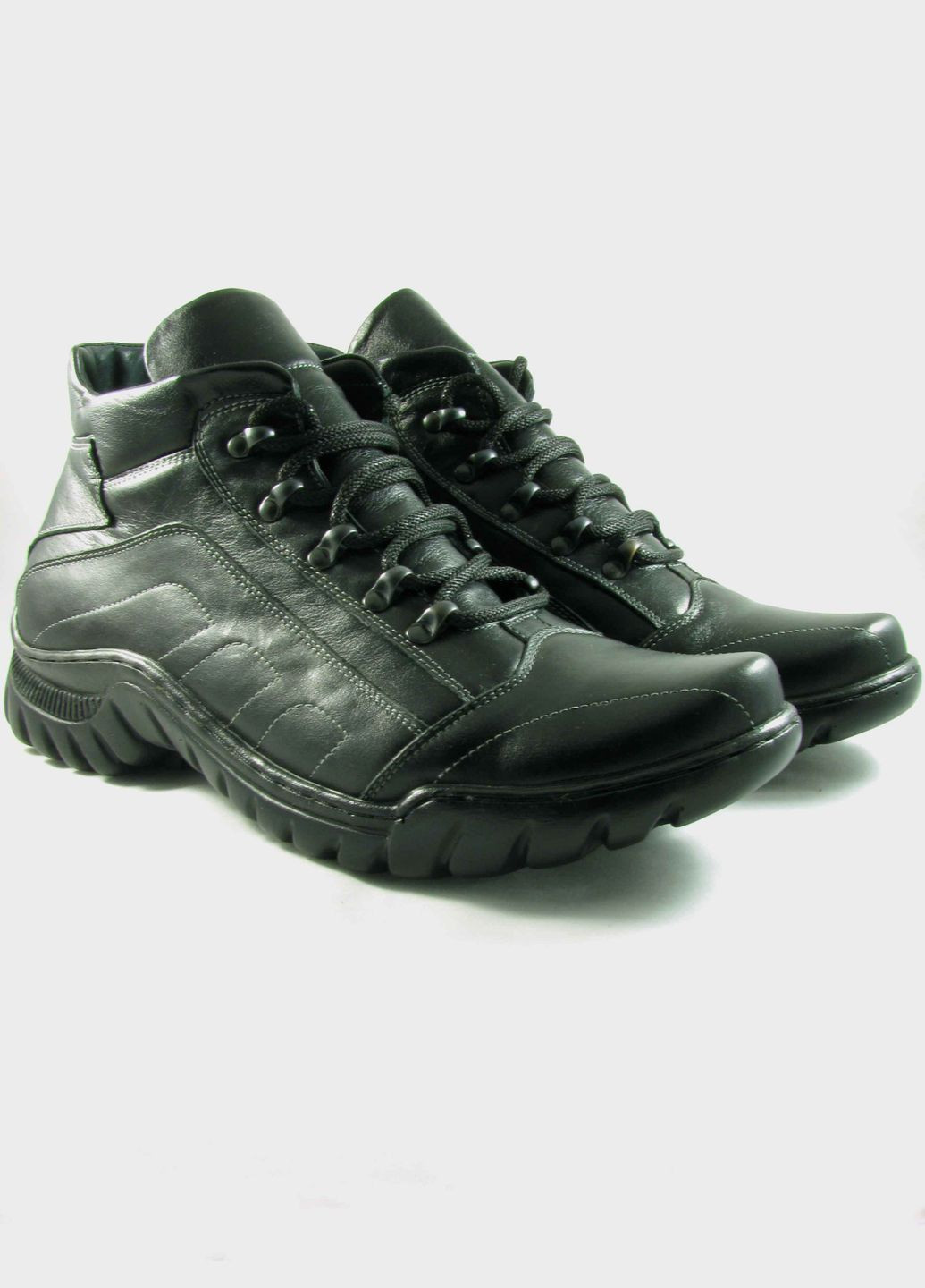 Черные осенние мужские кожанные ботинки (32 см) черные (932) Lider Club