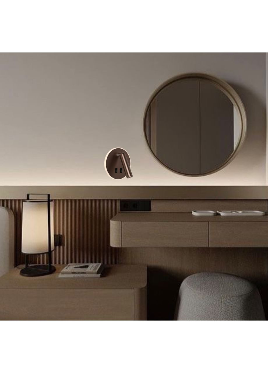 Коричниве світлодіодне приліжкове бра (806-V306R CF) No Brand (370069714)